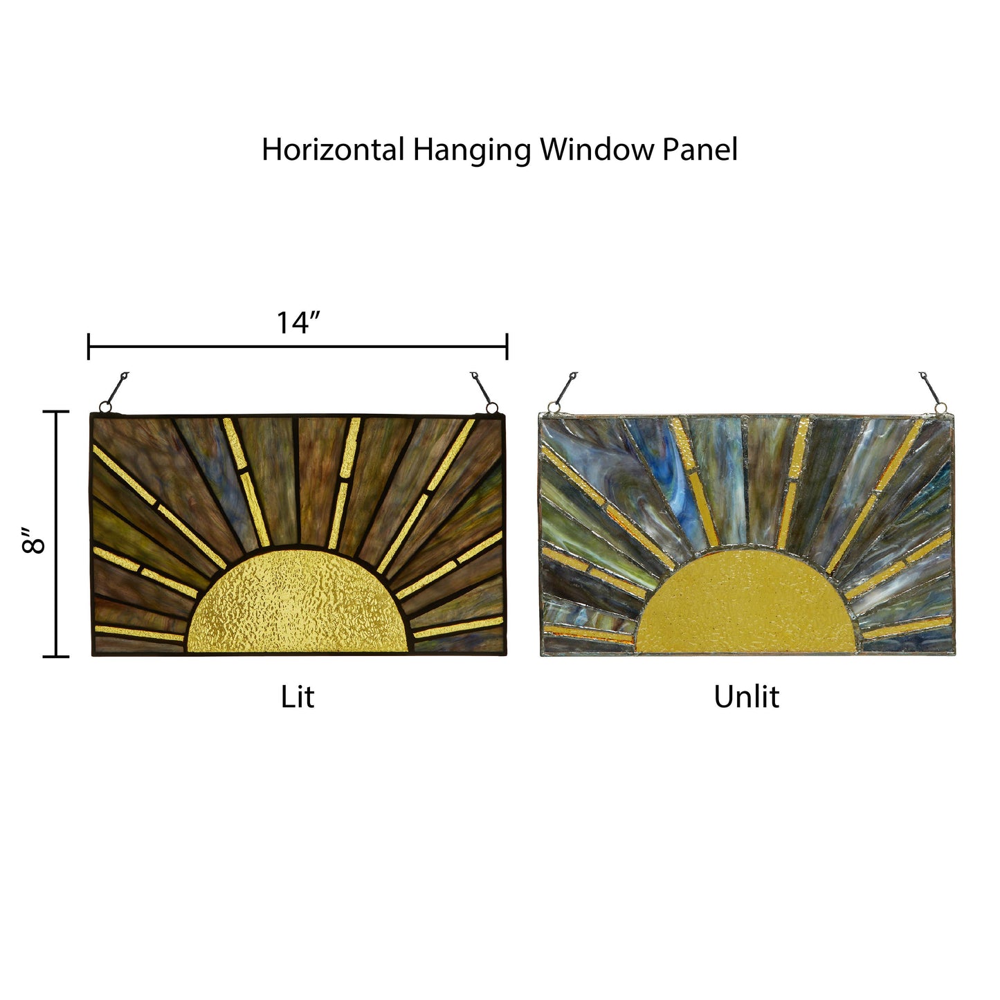 8"H Multicolor Sunrise/Sunset Stained Glass Window Panel