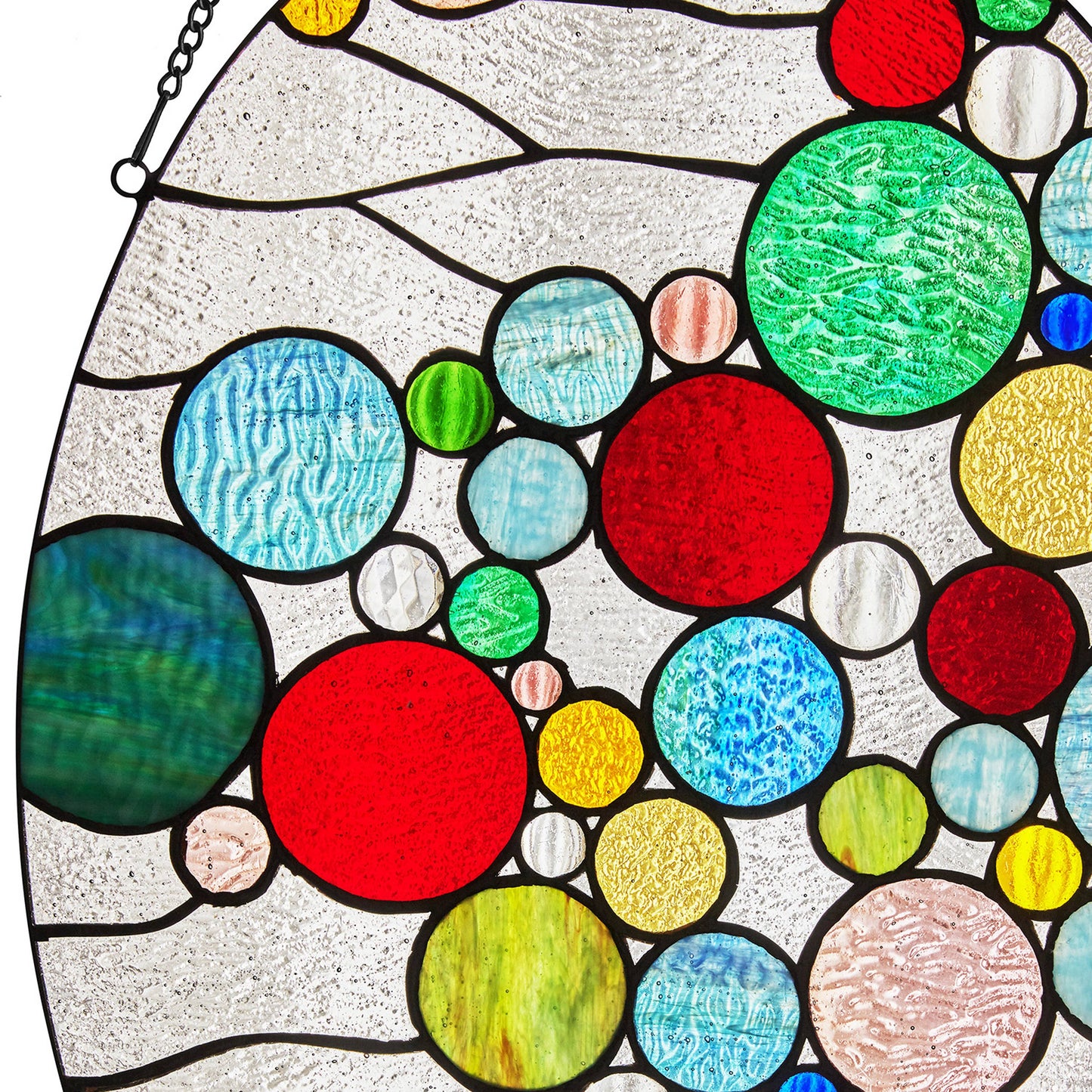 20"H Naomi Multicolored Dots Stained Glass Window Panel
