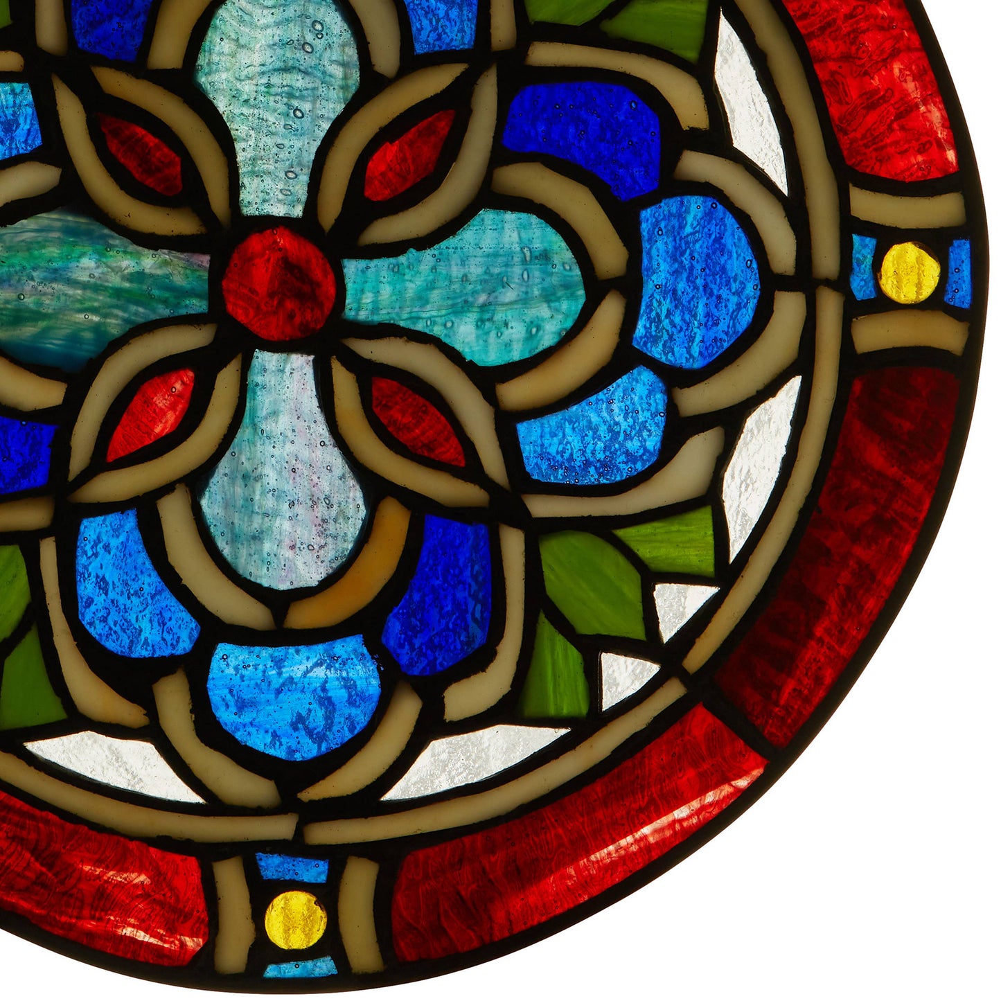 12"H Round Geometric Stained Glass Window Panel