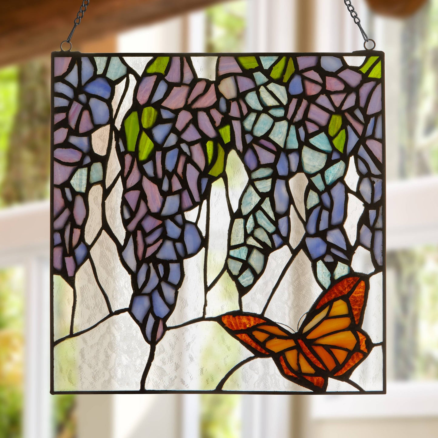 12"H Irises Stained Glass Window Panel