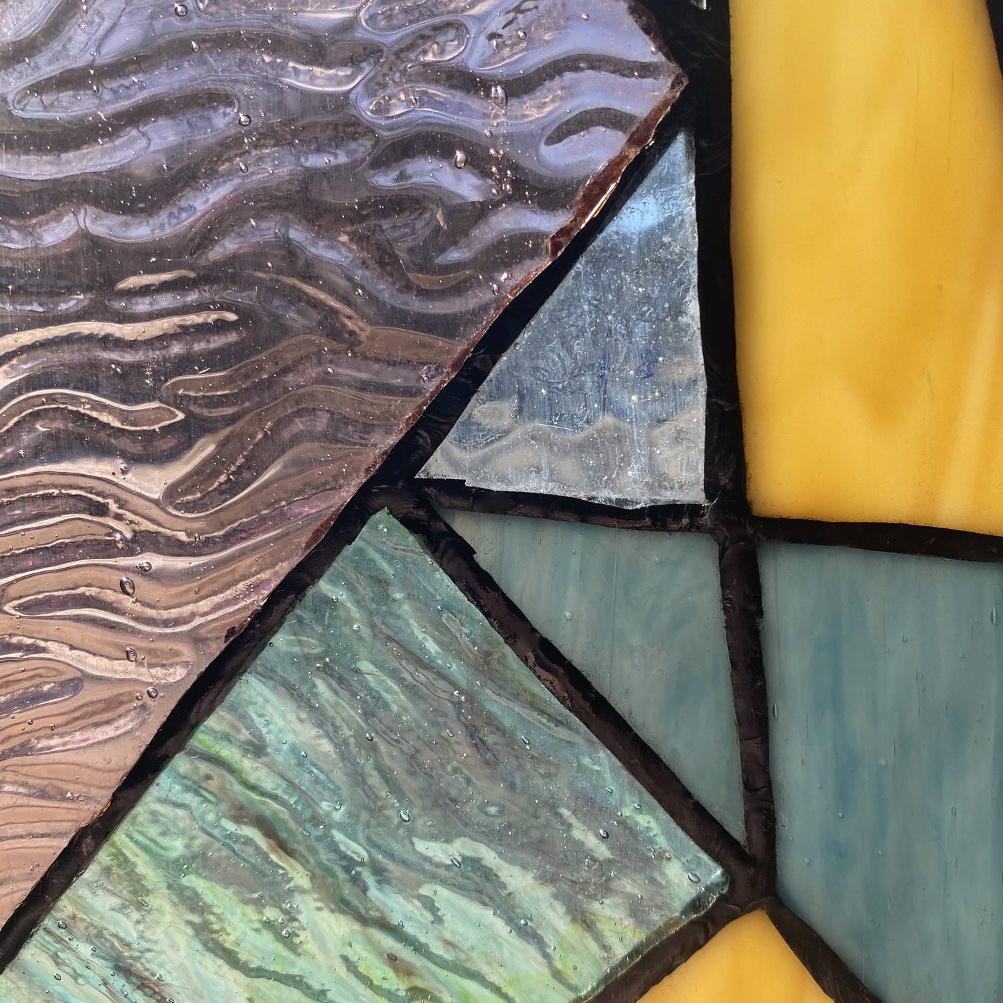 11.5"H Art Deco-Style Triangles Stained Glass Window Panel