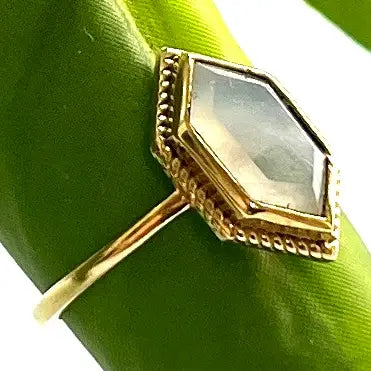 Brass Moonstone Solitaire Ring