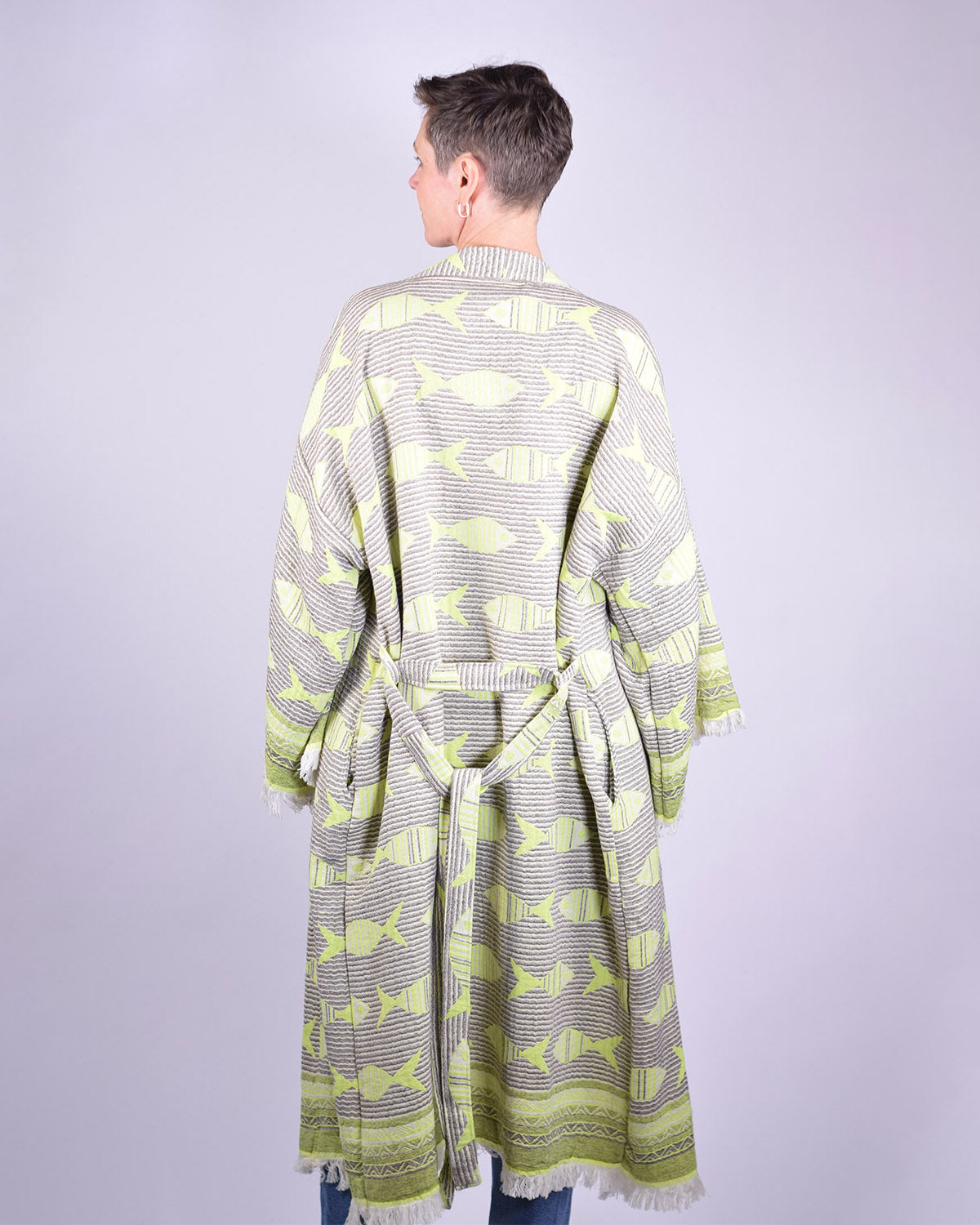 Luxury Turkish Cotton Kimono/Robe - Electric Fish