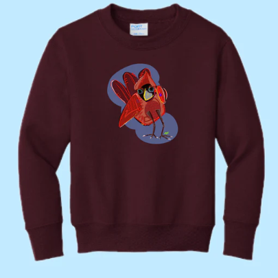 Cardinal Hand Pressed Graphic Sweatshirt (Youth)