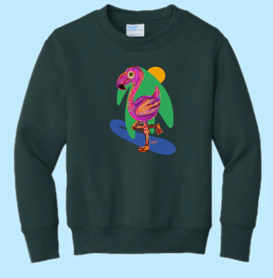 Flamingo Hand Pressed Graphic Sweatshirt (Youth)