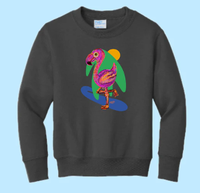 Flamingo Hand Pressed Graphic Sweatshirt (Youth)