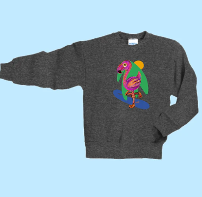 Flamingo Hand Pressed Graphic Sweatshirt (Youth)