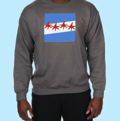 Chicago Flag Hand Pressed Graphic Sweatshirt