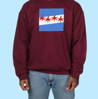 Chicago Flag Hand Pressed Graphic Sweatshirt