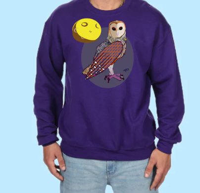Owl Hand Pressed Graphic Sweatshirt