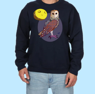 Owl Hand Pressed Graphic Sweatshirt