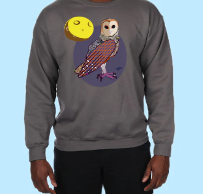 Owl Hand Pressed Graphic Sweatshirt