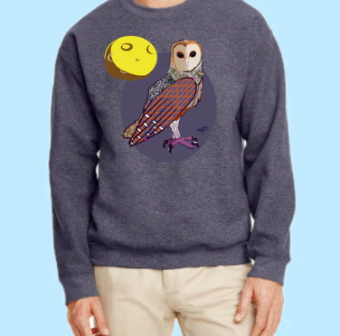 Owl Hand Pressed Graphic Sweatshirt