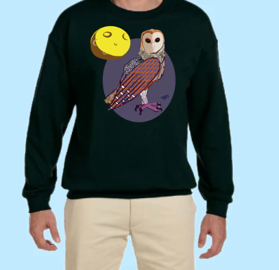 Owl Hand Pressed Graphic Sweatshirt