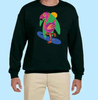 Flamingo Hand Pressed Graphic Sweatshirt