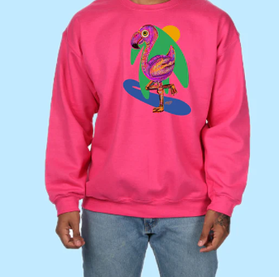 Flamingo Hand Pressed Graphic Sweatshirt