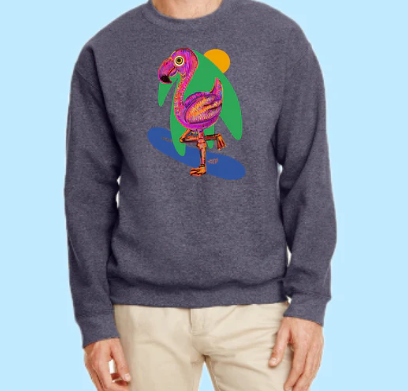 Flamingo Hand Pressed Graphic Sweatshirt