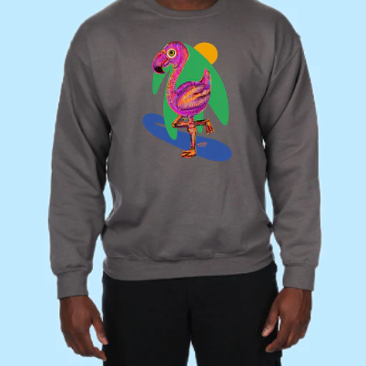 Flamingo Hand Pressed Graphic Sweatshirt