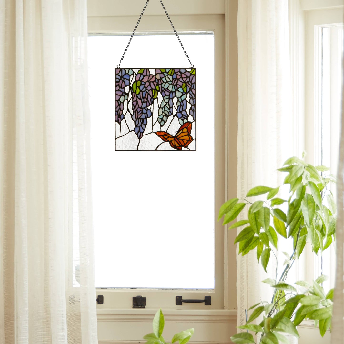 12"H Irises Stained Glass Window Panel