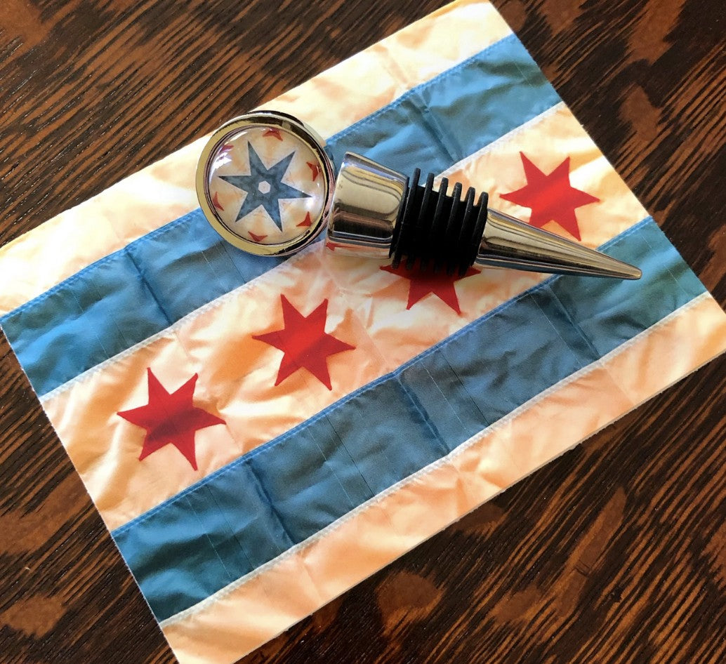 Chicago Flag Wine Stopper