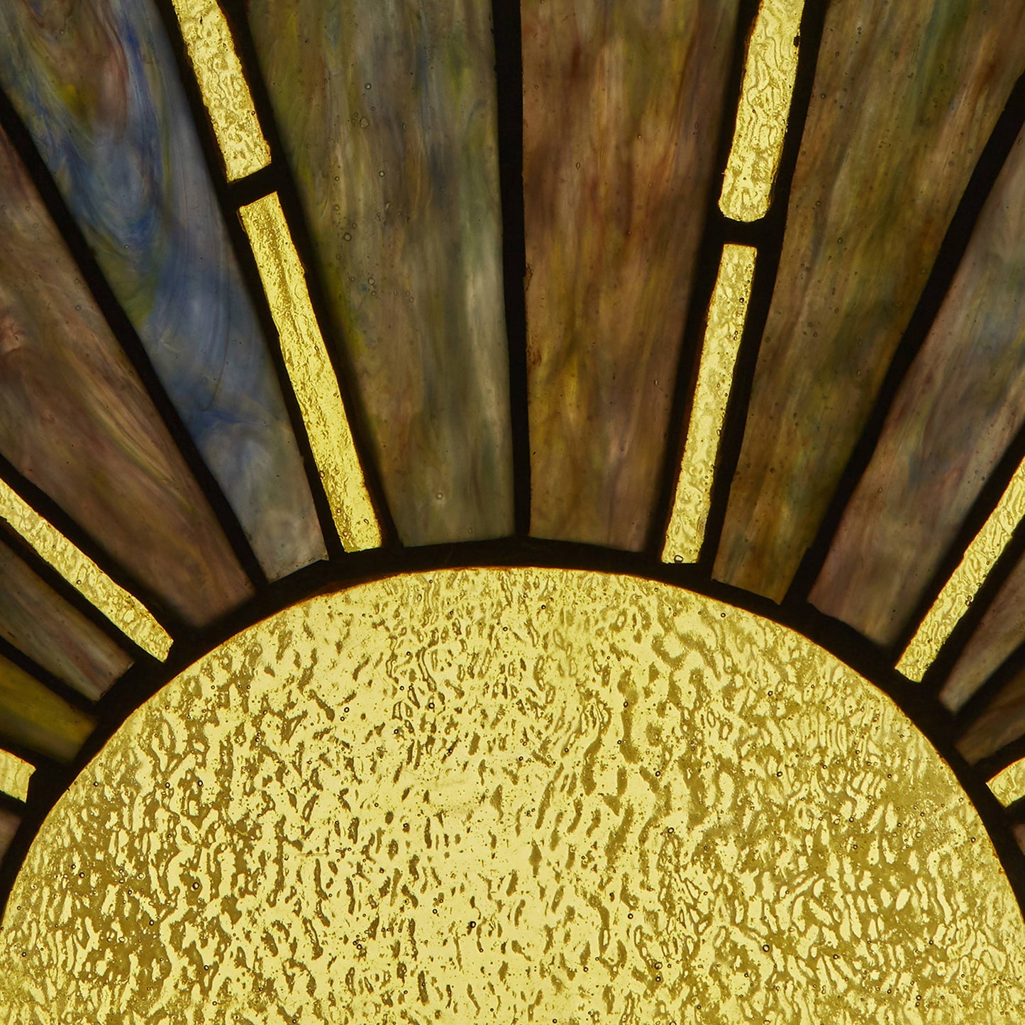 8"H Multicolor Sunrise/Sunset Stained Glass Window Panel