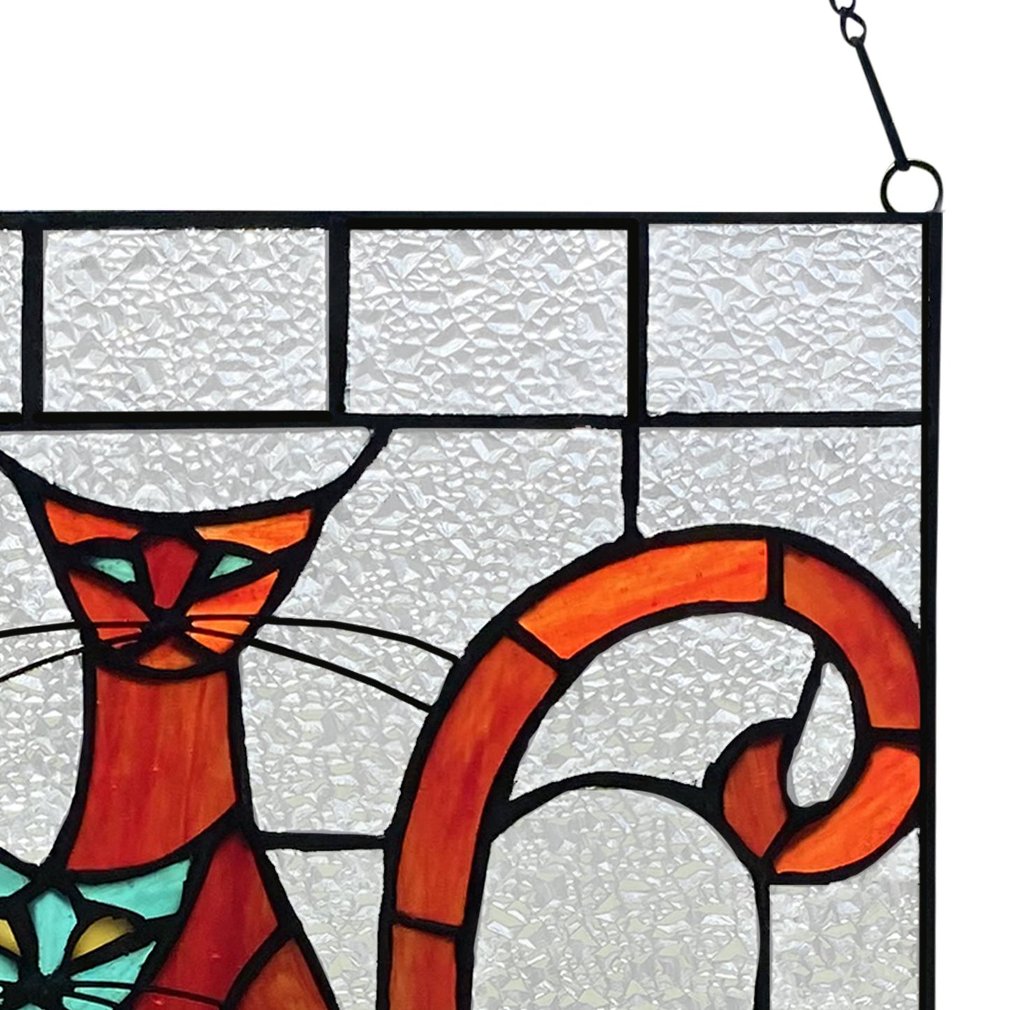 14"H Coy Cats Trio Stained Glass Window Panel