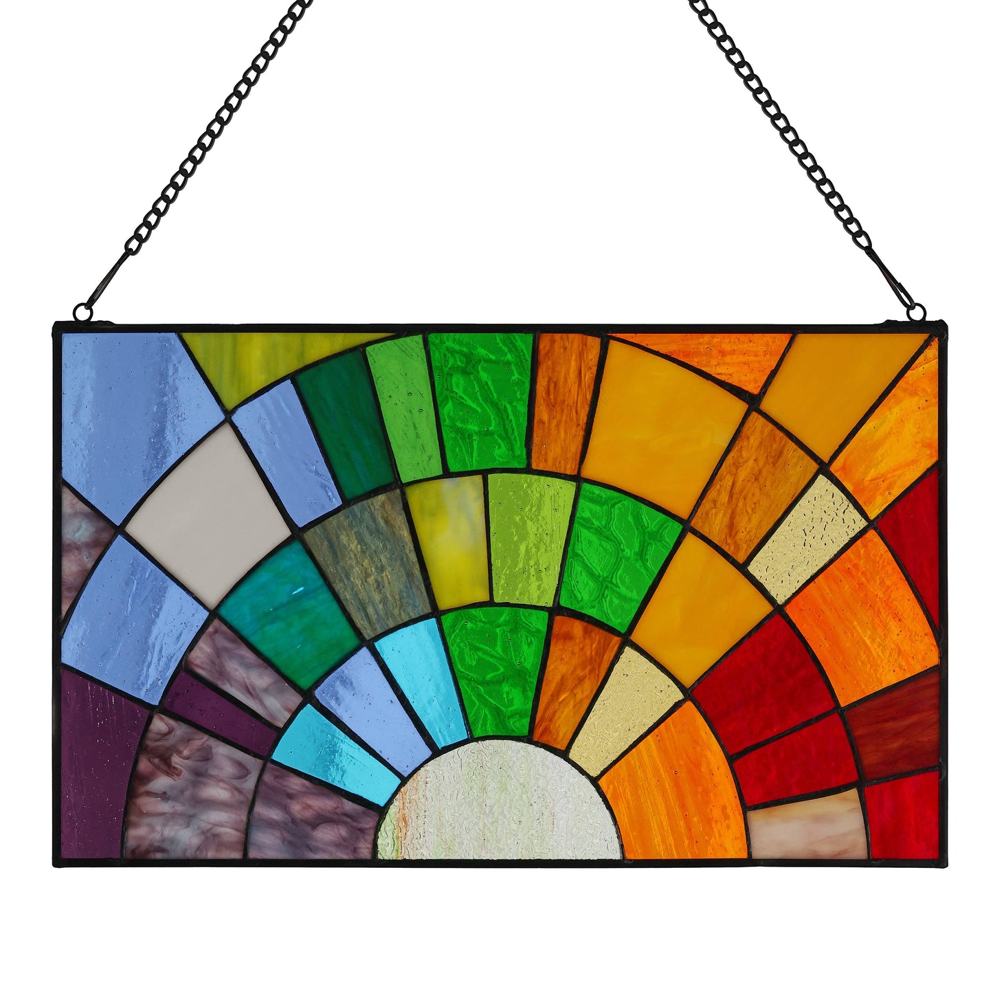 12"H Tiffany-Style Rays of Sunshine Stained Glass Panel