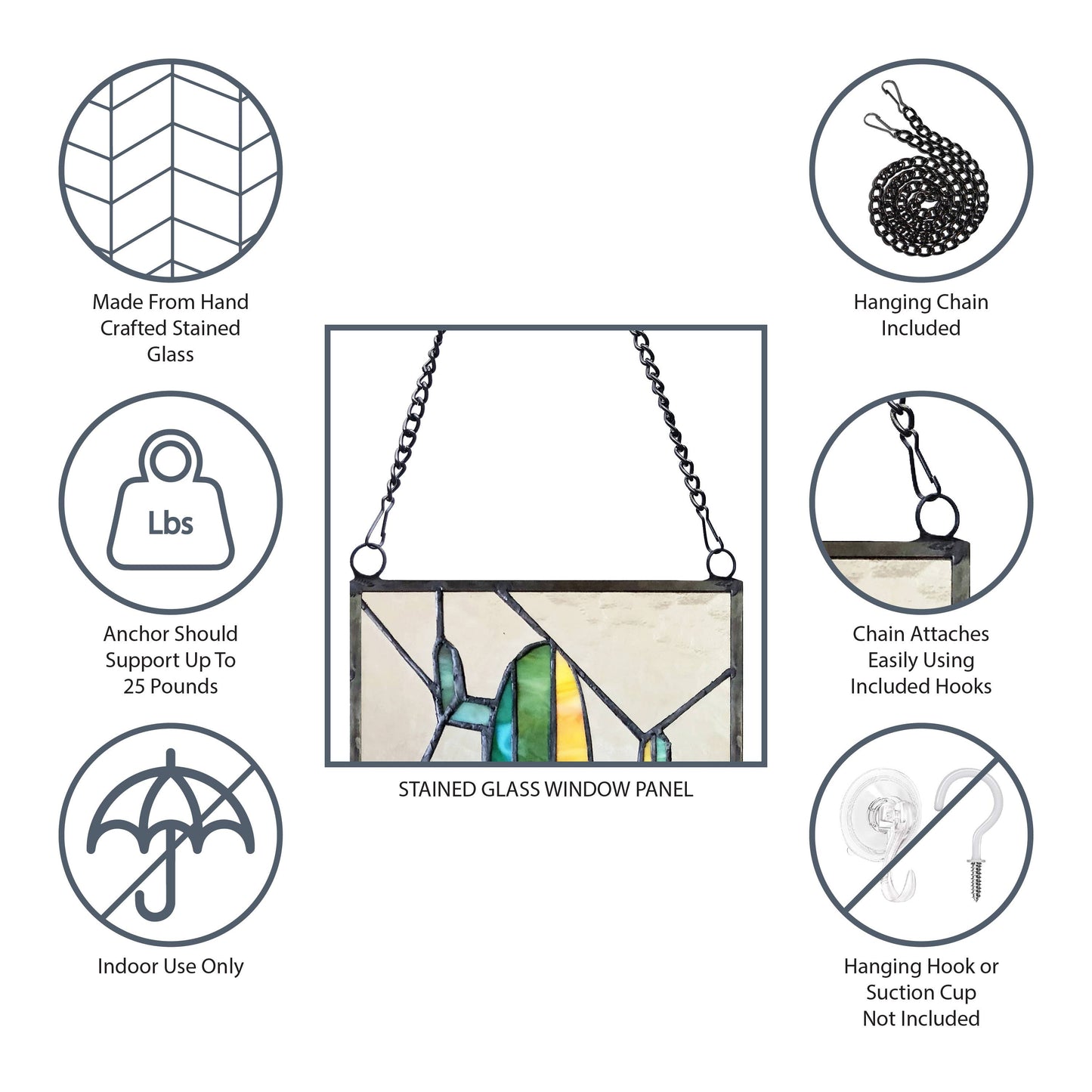 14"H Romantic White Swans Stained Glass Window Panel