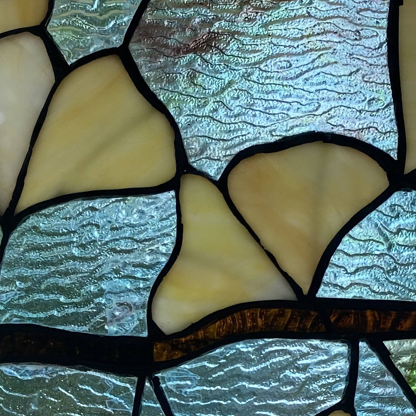 17.5"H Robert Yellow Gingko Leaf Stained Glass Window Panel