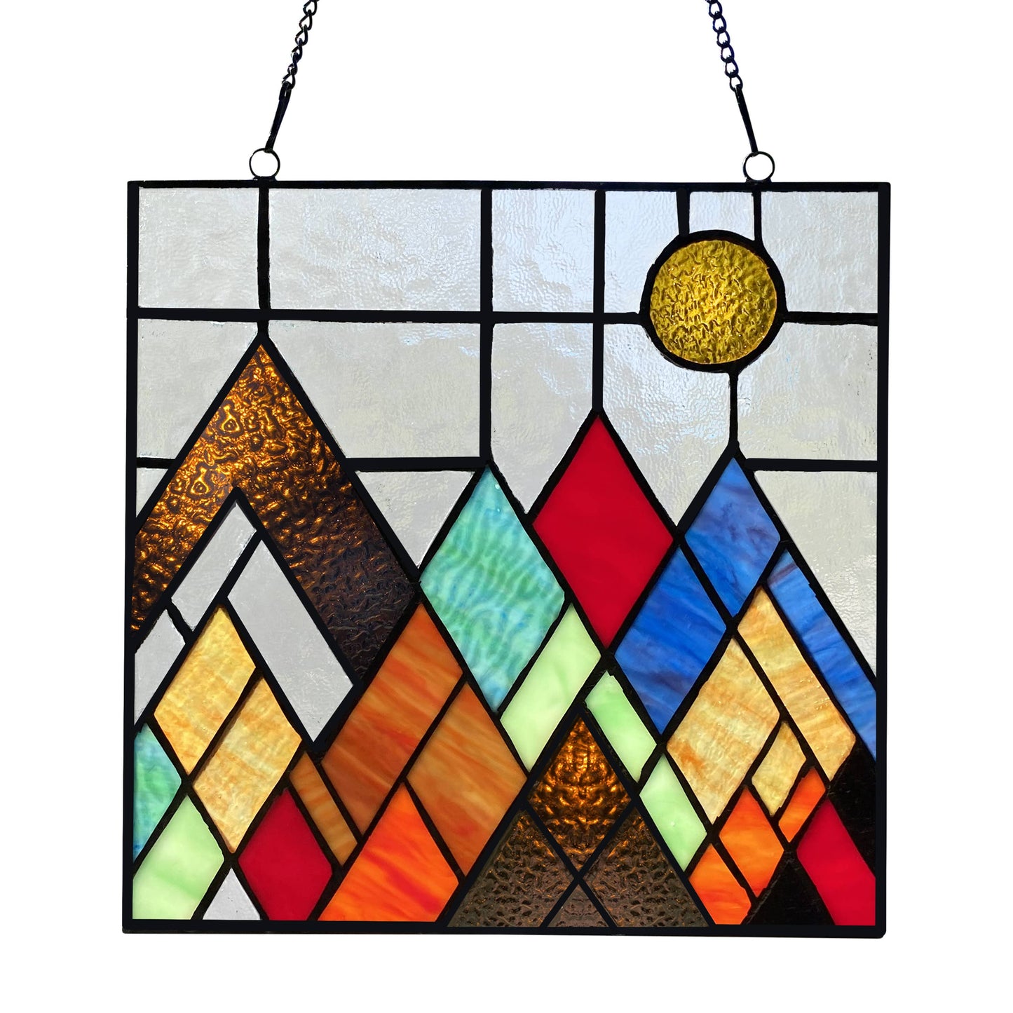 10"H Beyond the Mountain Tops Multicolored Window Panel