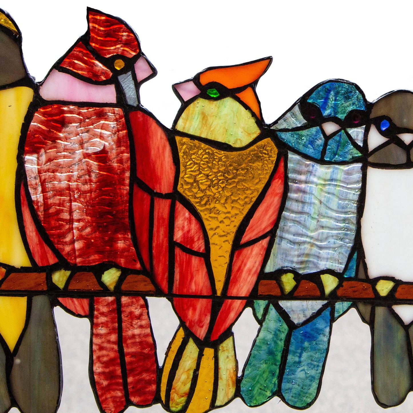 9.5"H Emelia Birds Stained Glass Window Panel