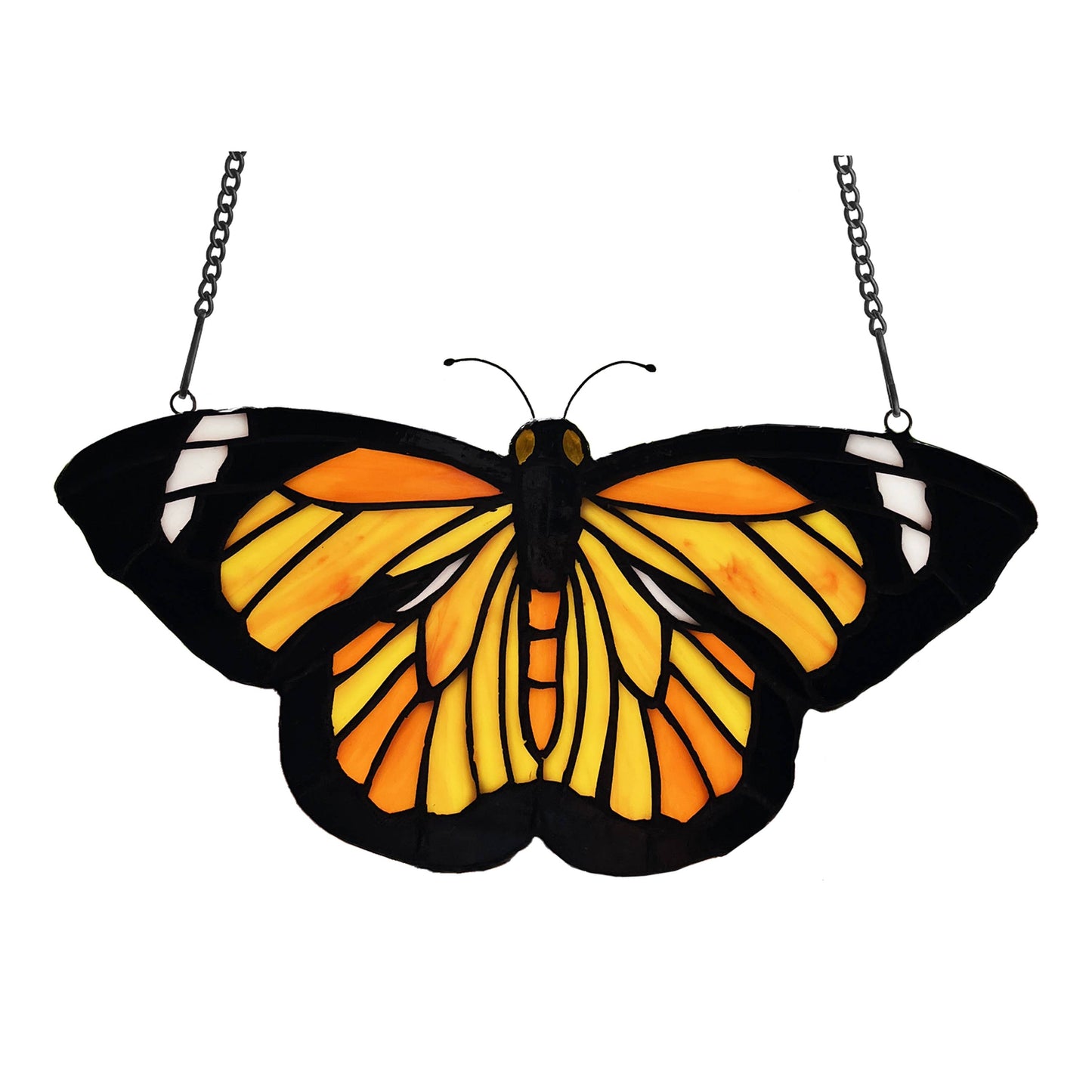 6.5"H Yellow & Orange Butterfly Stained Glass Window Panel