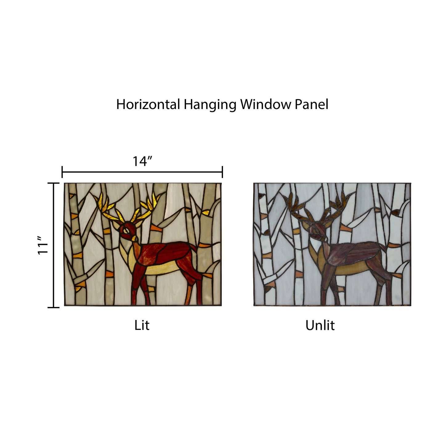 11"H Majestic Deer Stained Glass Window Panel