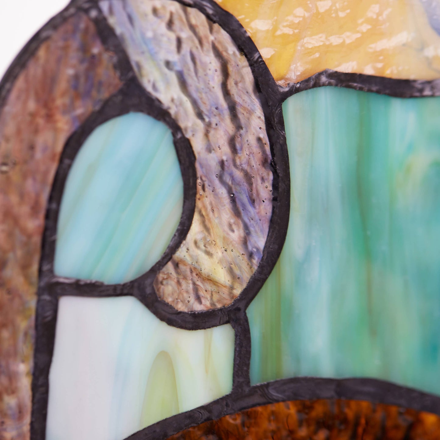 13"H Cecilia the Cat Multicolor Stained Glass Window Panel