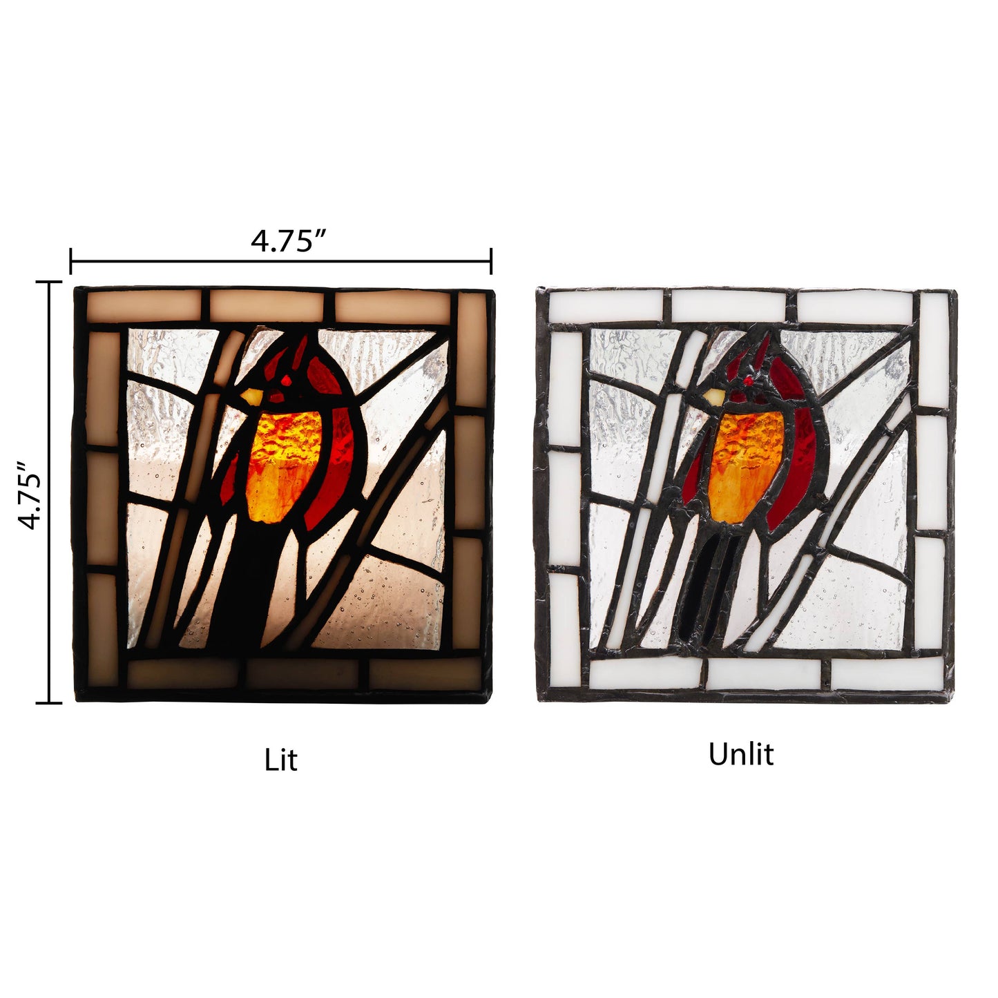 4.75"H Set of 2 Bird Stained Glass Candle Holders