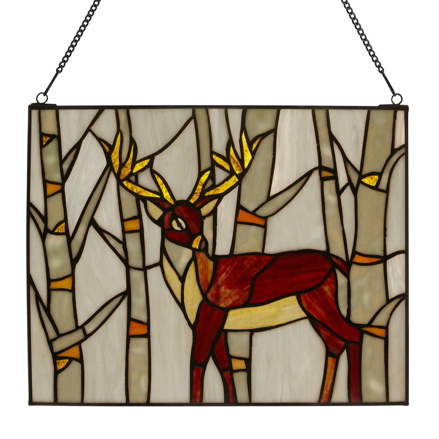 11"H Majestic Deer Stained Glass Window Panel