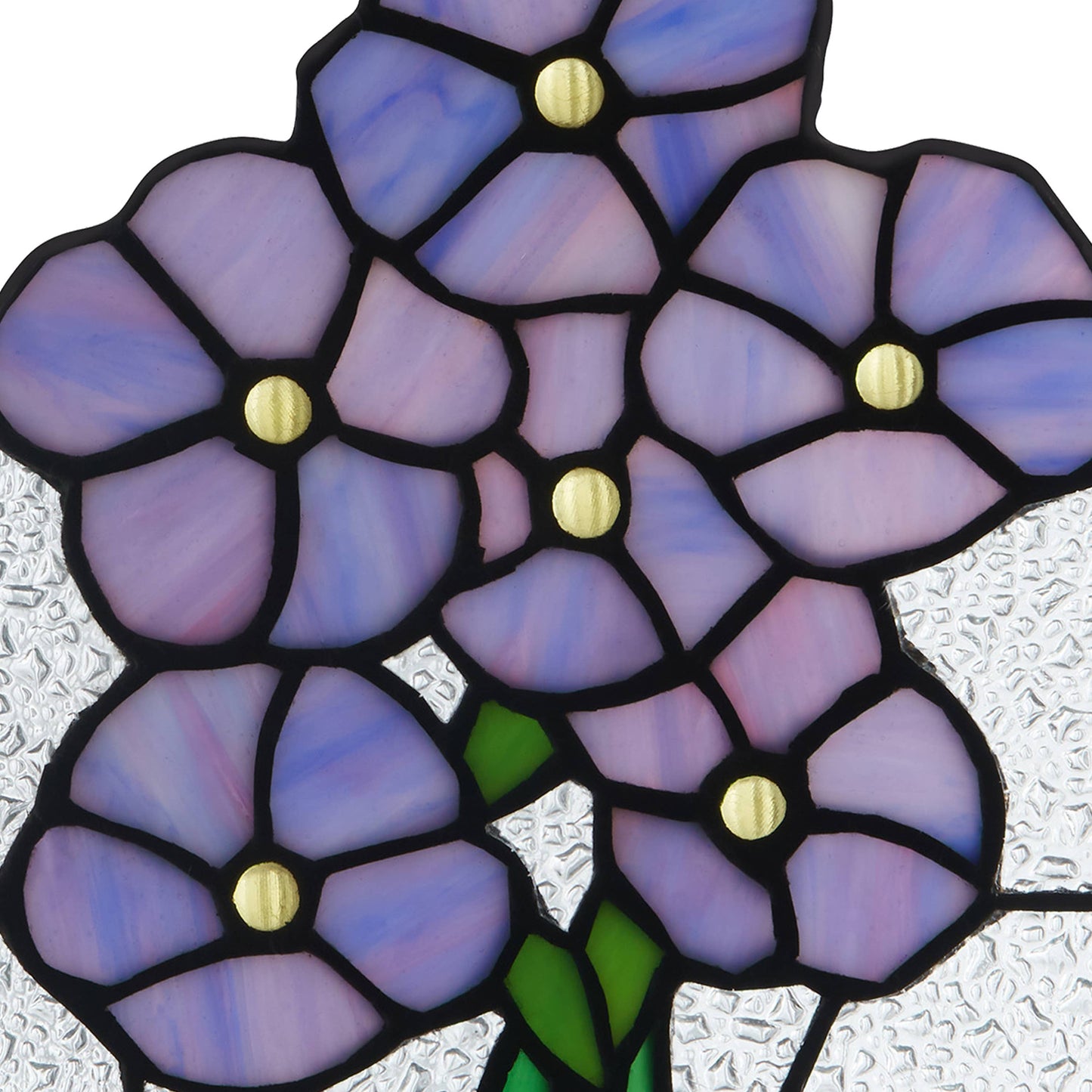 10"H Forget Me Not Purple Flowers Stained Glass Window Panel