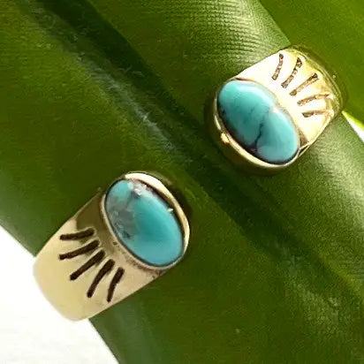 Brass Turquoise Ray Ring