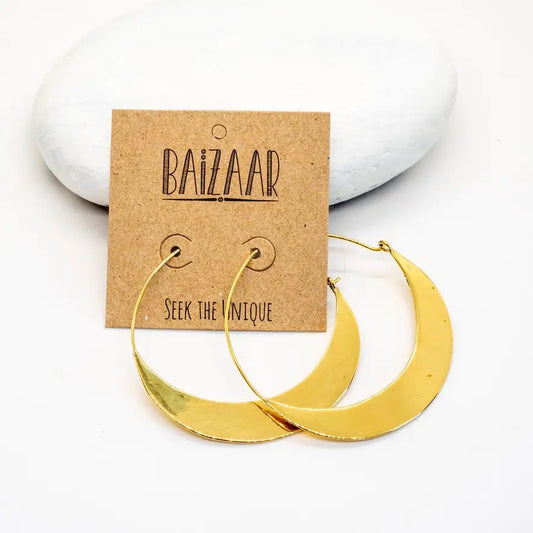 Brass Crescent Hoop Earring