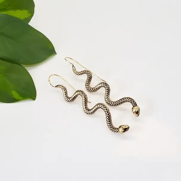 Brass Snake Earring