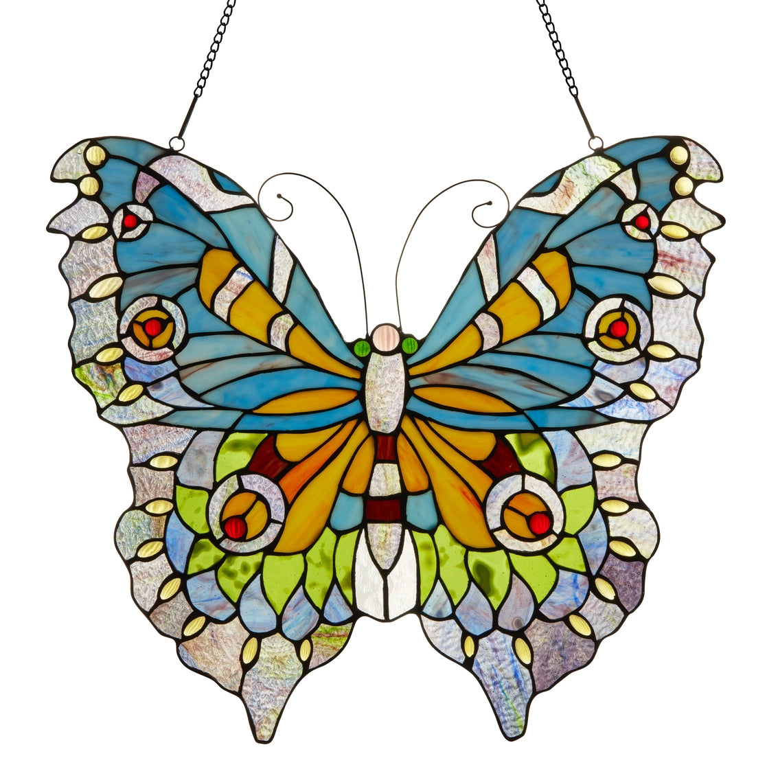 Blue, Yellow & Green Butterfly Window Panel