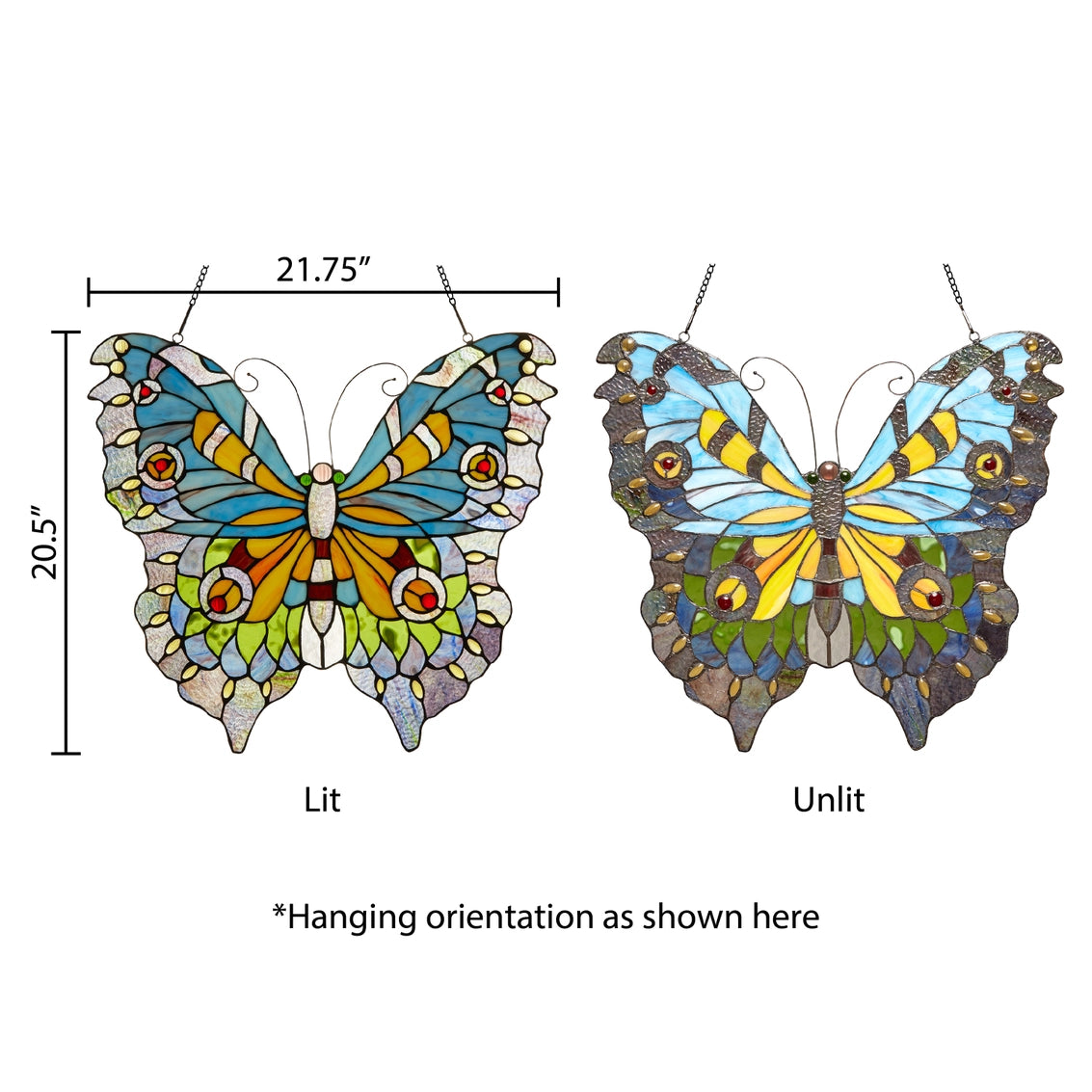 Blue, Yellow & Green Butterfly Window Panel