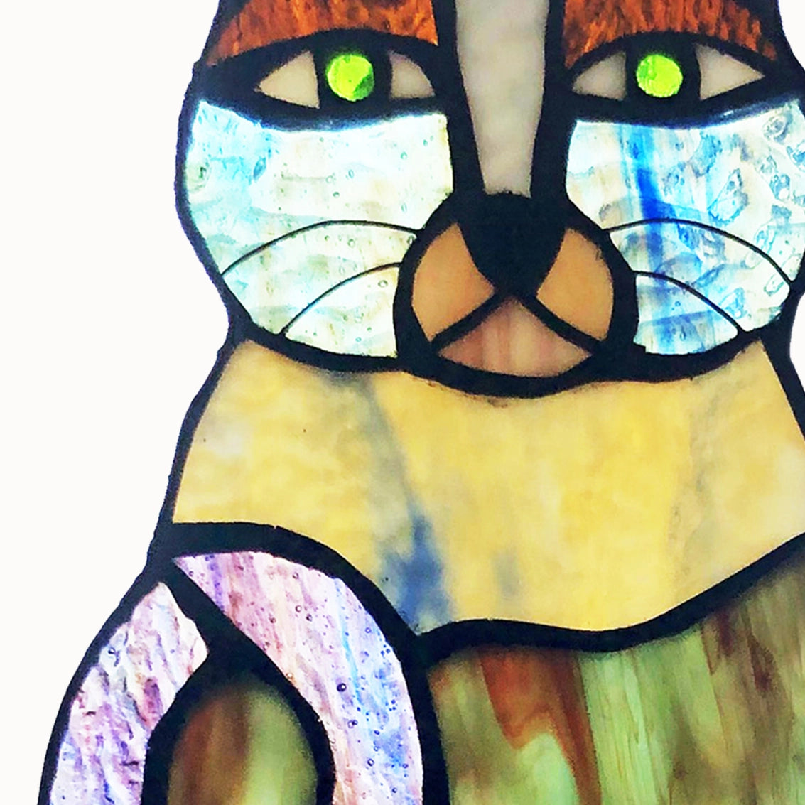 Cecilia the Cat Multicolor Stained Glass Window Panel