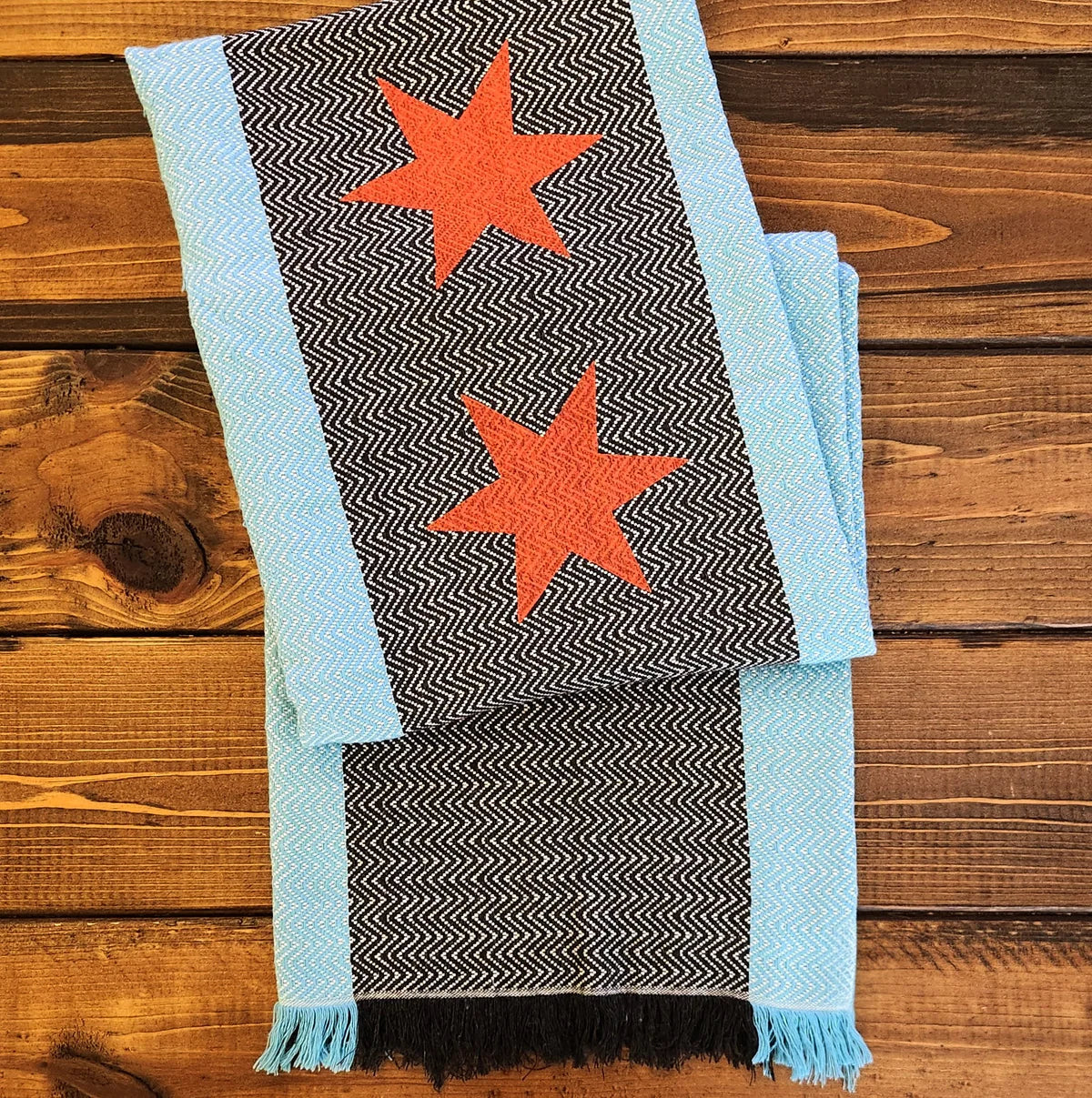Chicago Flag Turkish Towel - Black