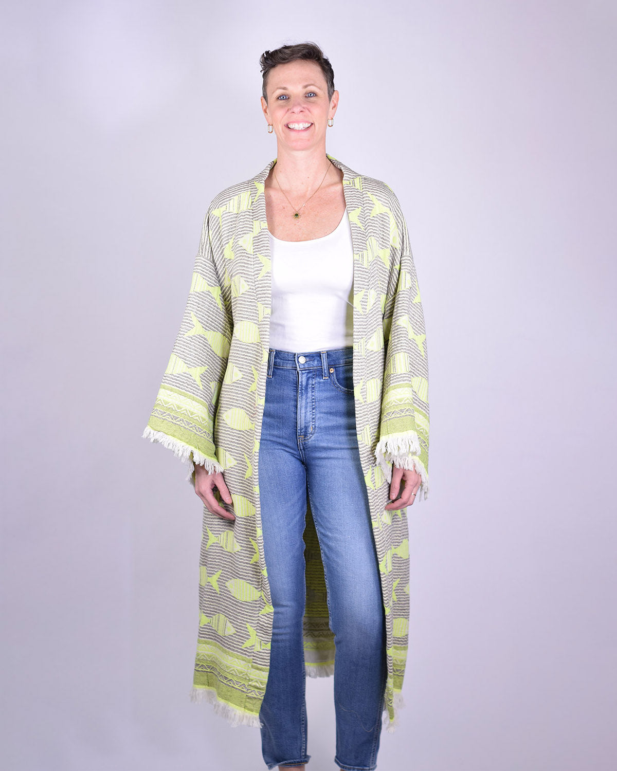 Luxury Turkish Cotton Kimono/Robe - Electric Fish