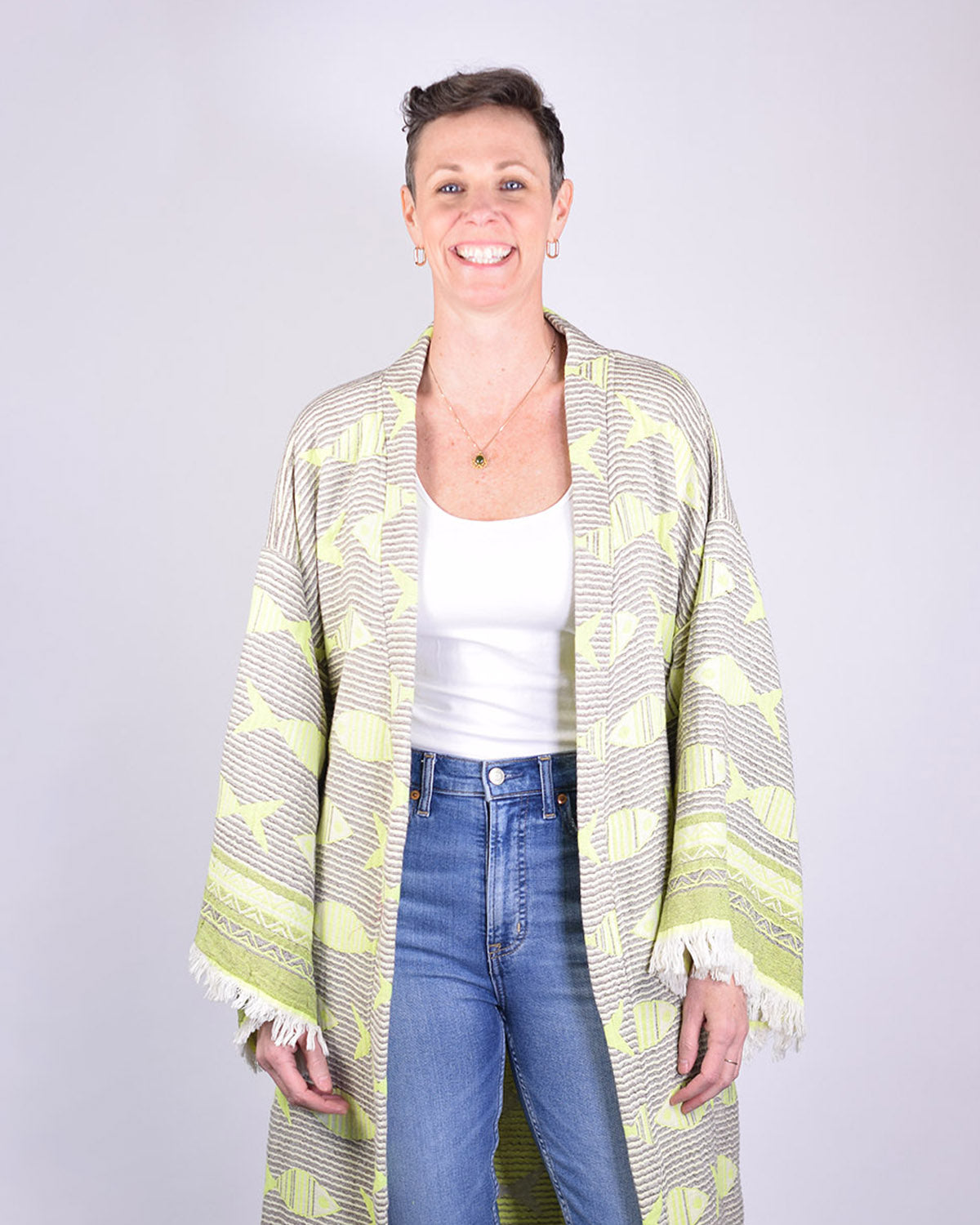 Luxury Turkish Cotton Kimono/Robe - Electric Fish