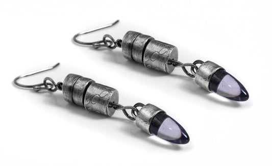 Silver Dangles with Amethyst Cabs
