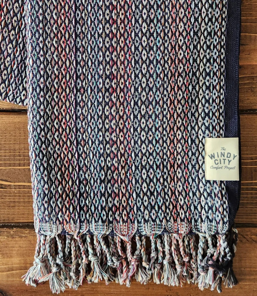 Spring Turkish Blanket - Rainbow Navy