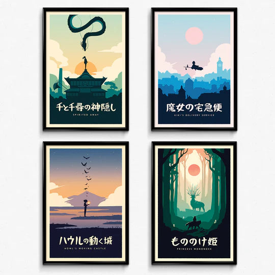 Ghibli Minimalist Mini Poster Bundle (Set of 4)