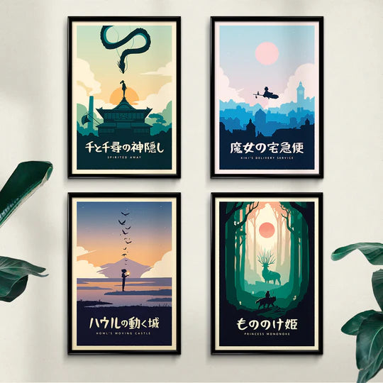 Ghibli Minimalist Mini Poster Bundle (Set of 4)